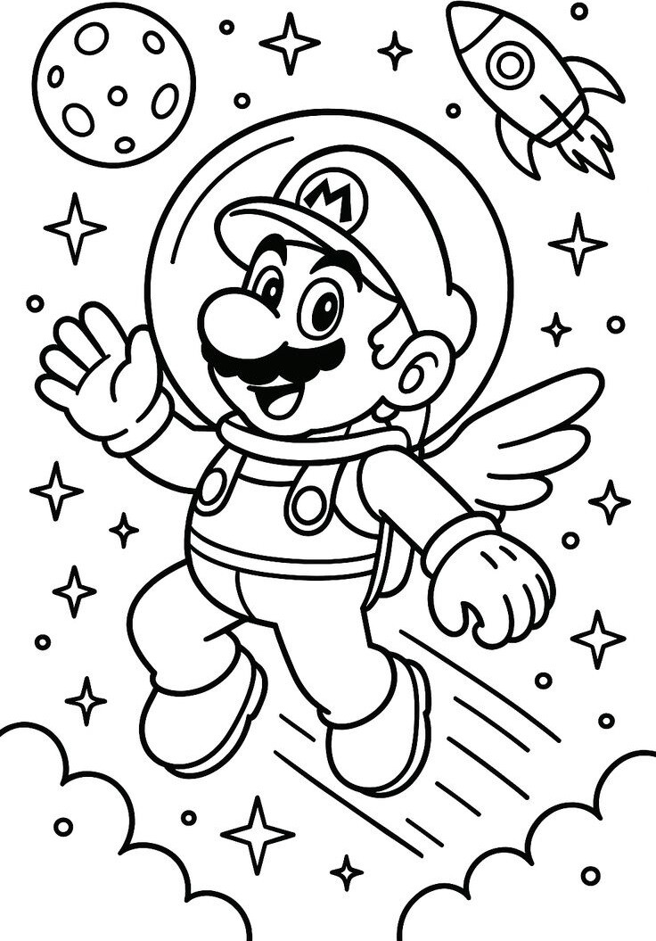 Bé mê Super Mario? Đừng bỏ lỡ bộ tranh tô màu sinh động và dễ tô này - 15