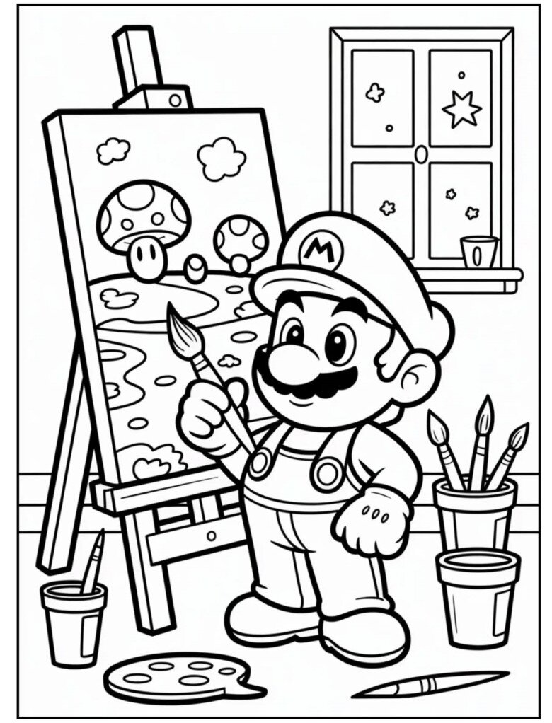 Bé mê Super Mario? Đừng bỏ lỡ bộ tranh tô màu sinh động và dễ tô này - 16