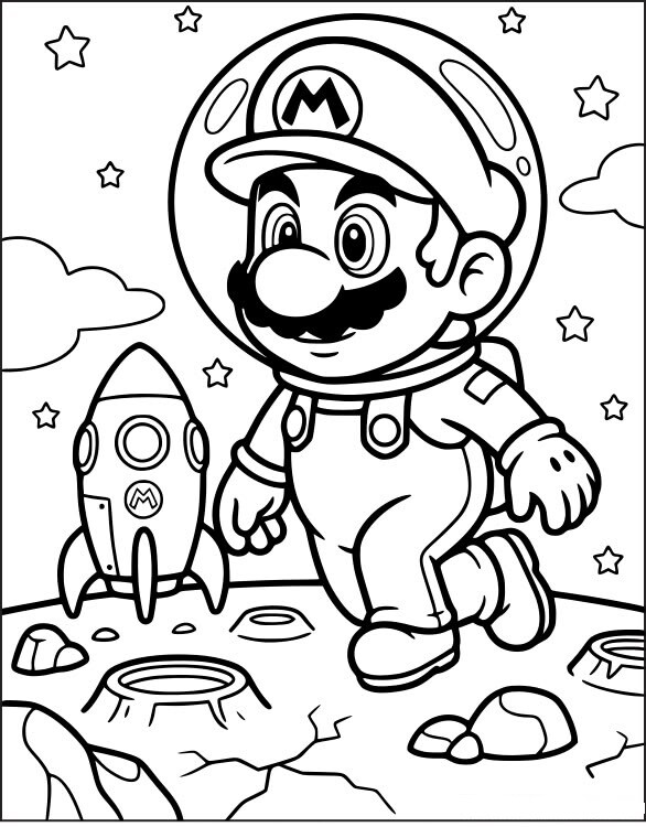 Bé mê Super Mario? Đừng bỏ lỡ bộ tranh tô màu sinh động và dễ tô này - 19