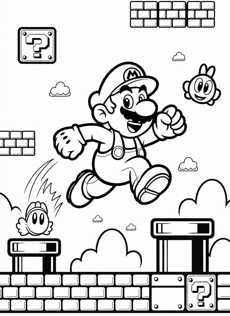 Bé mê Super Mario? Đừng bỏ lỡ bộ tranh tô màu sinh động và dễ tô này - 7