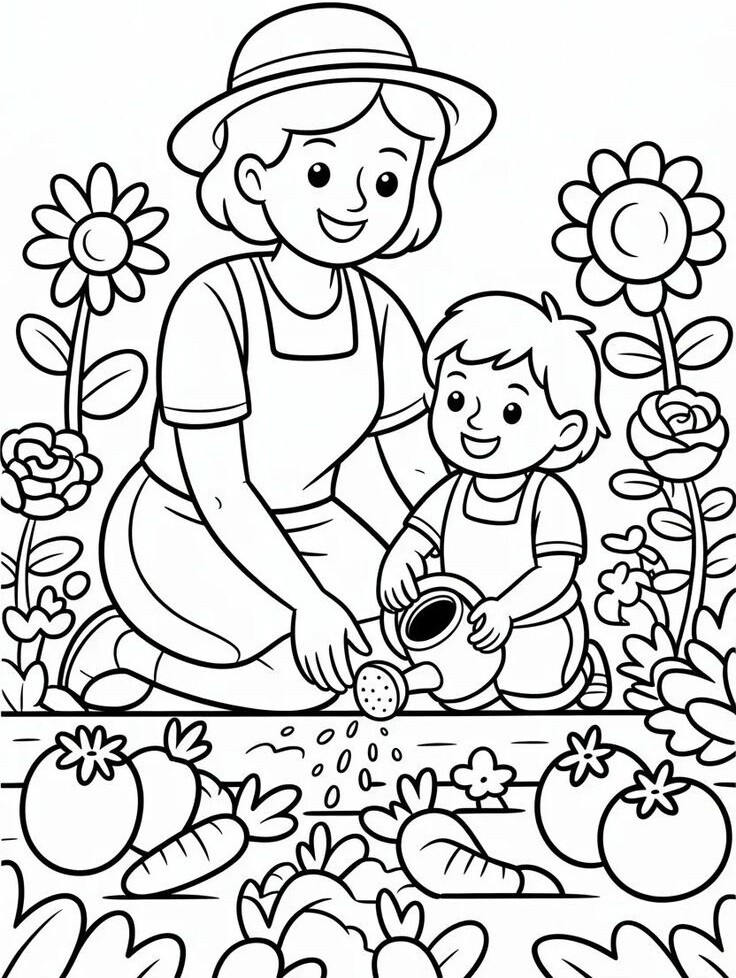 Tranh tô màu mùa Vu Lan, bé tự tay gửi món quà yêu thương đến bố mẹ - 18