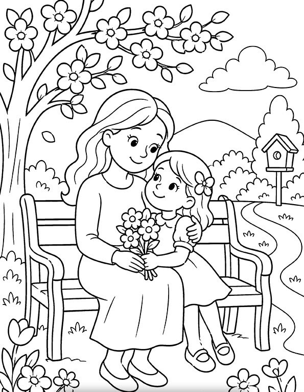 Tranh tô màu mùa Vu Lan, bé tự tay gửi món quà yêu thương đến bố mẹ - 2