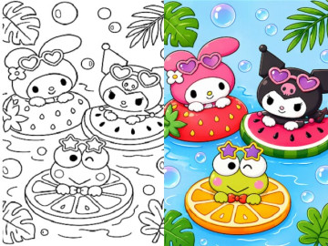 Tranh tô màu Sanrio vui nhộn, giúp bé rời màn hình điện thoại và say mê sáng tạo