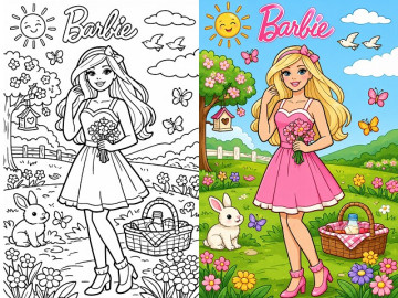 Tranh tô màu búp bê Barbie cho bé thỏa sức phối màu váy áo, phụ kiện và sáng tạo theo trí tưởng tượng