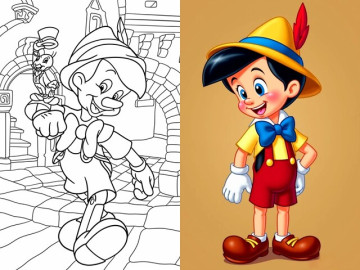 Tranh tô màu cậu bé Pinocchio đáng yêu, bé khám phá thế giới cổ tích qua từng màu sắc