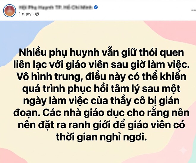Chủ đề có nên nhắn tin, gọi điện cho giáo viên ngoài giờ làm việc đang nhận được nhiều sự quan tâm trên diễn đàn dành cho phụ huynh