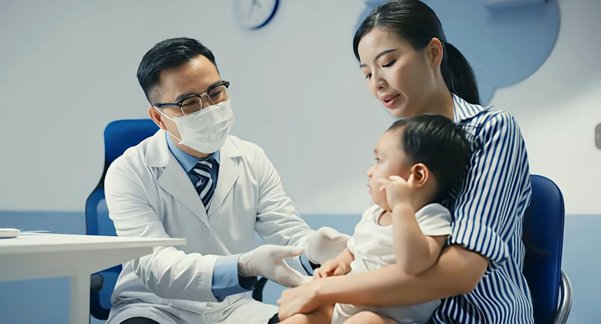  Để bảo vệ sức khỏe con tốt nhất, mẹ nên lựa chọn đồng hành và tham khảo ý kiến bác sĩ. Nguồn ảnh: Video “Hãy để con khóc vì những điều tốt đẹp”.