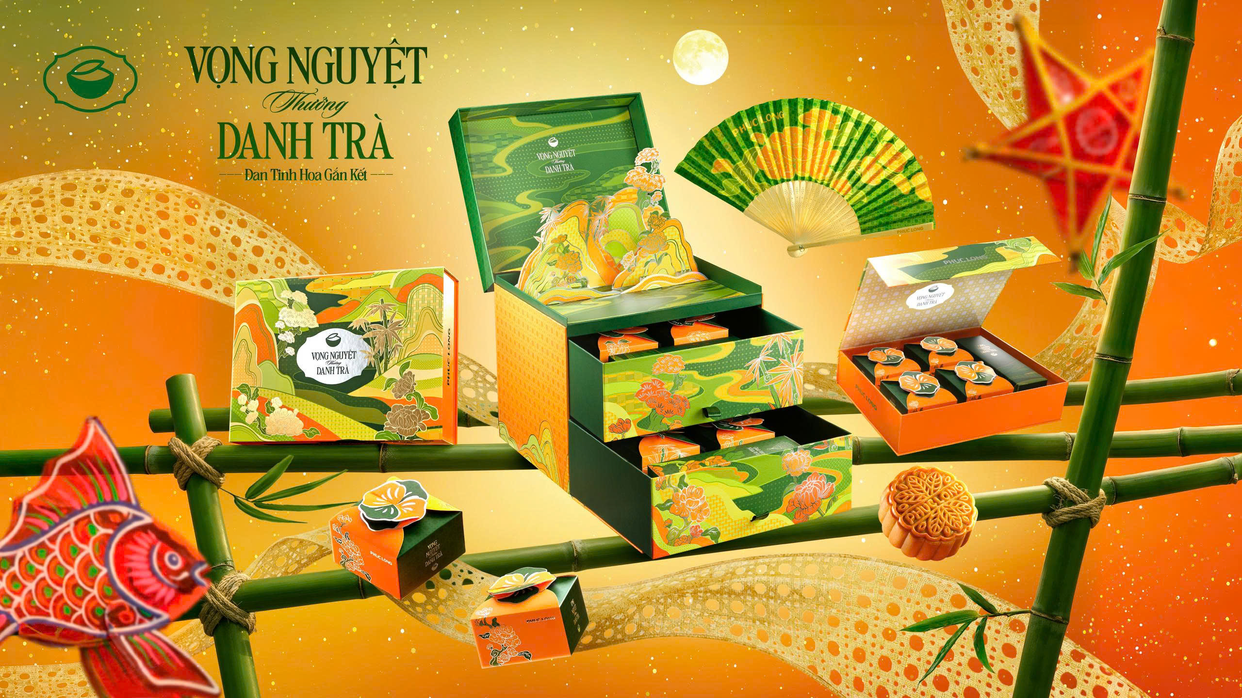 “Vọng Nguyệt Thưởng Danh Trà” lấy cảm hứng từ những chất liệu quen thuộc trong văn hóa Việt Nam