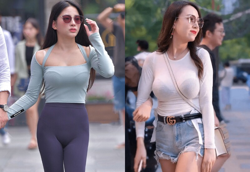 Áo xuyên thấu mỏng đến mức nhìn rõ nội y bên trong khiến người mặc trở thành tâm điểm bất đắc dĩ. Xuống phố vốn là lúc thoải mái thể hiện cá tính, nhưng diện kiểu này quá mức dễ khiến người xung quanh thực sự "nhức mắt".