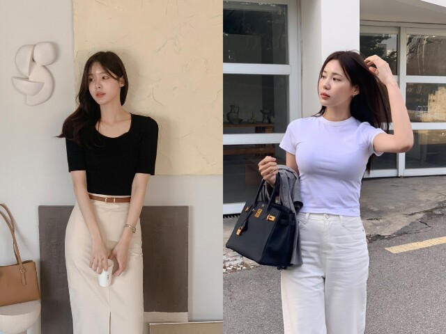 Áo thun là món đồ đơn giản nhưng luôn phát huy hiệu quả khi kết hợp cùng quần âu. Bản phối này mang đến vẻ ngoài năng động, hiện đại mà vẫn đủ lịch sự để đi làm, đồng thời giúp chị em dễ dàng chuyển đổi phong cách khi xuống phố sau giờ tan ca.