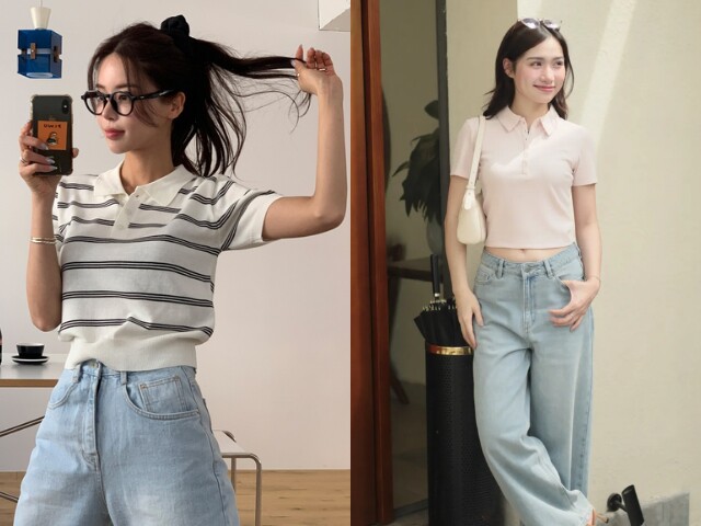 Áo polo phối quần jeans là công thức dành cho chị em U40 yêu thích vẻ ngoài trẻ trung, năng động nhưng vẫn gọn gàng. Phần cổ bẻ giúp outfit thêm chỉn chu. Chị em có thể sơ vin áo, thêm thắt lưng da và sneaker trắng để tạo diện mạo hiện đại, khỏe khoắn mà vẫn thanh lịch.