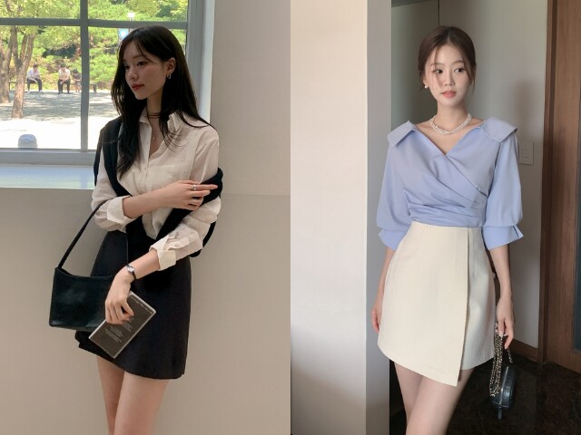 Một chiếc chân váy ngắn phối cùng áo sơ mi hoặc blouse sẽ mang đến diện mạo nữ tính, trẻ trung mà vẫn đủ lịch sự, đặc biệt phù hợp với những ngày cần chỉn chu hơn thường lệ.