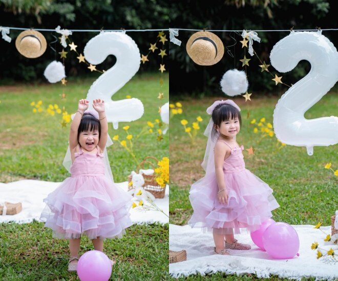 Bé Thư Kỳ - con gái Thanh Trúc trong bộ ảnh mừng sinh nhật 2 tuổi.