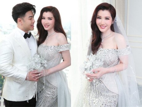 Thời trang - Vợ Akira Phan diện váy cưới khoe đường cong quyến rũ, khoảnh khắc "tình bể bình" bên chú rể gây chú ý