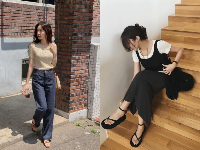 Sandal bệt giúp đôi chân thoải mái, tổng thể nhẹ nhàng và trẻ trung. Chị em có thể phối cùng váy midi, jeans hoặc quần ống rộng.