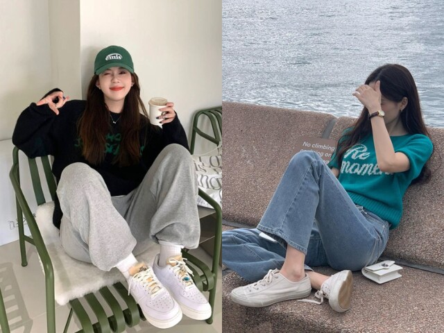 Sneaker là lựa chọn hoàn hảo để trẻ hóa phong cách. Những thiết kế tối giản, màu trung tính dễ phối với quần âu, jeans, váy liền hay chân váy.