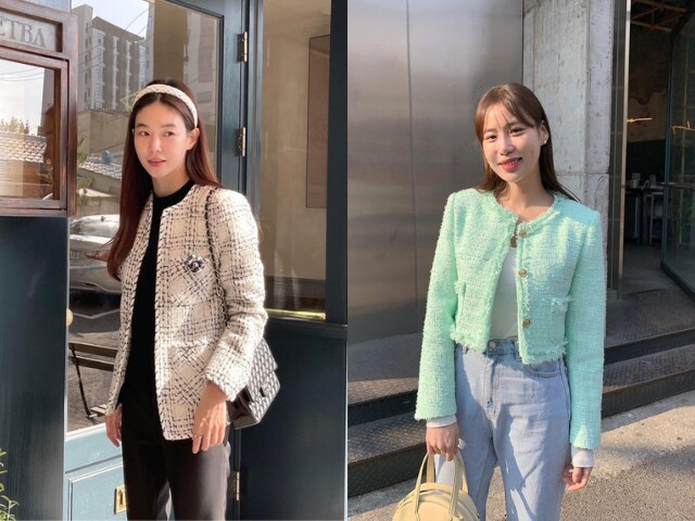 Áo khoác tweed luôn là biểu tượng của sự sang trọng. Chỉ cần khoác ngoài váy hoặc quần jeans, outfit đã trở nên chỉn chu và thời thượng hơn.