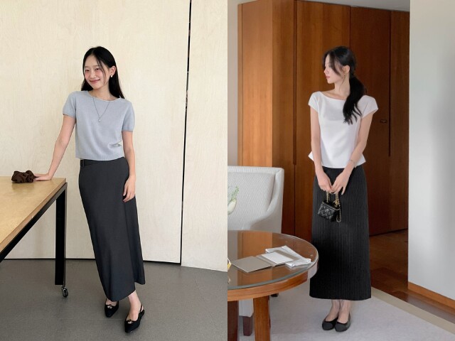 Chân váy suông dài giúp tôn dáng, che khuyết điểm hiệu quả và mang lại vẻ nữ tính. Item này dễ kết hợp với nhiều kiểu áo khác nhau.