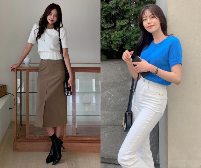 Áo len cộc tay mang đến vẻ ngoài thanh lịch và nhẹ nhàng. Thiết kế này dễ phối cùng quần jeans, chân váy hay blazer, phù hợp nhiều hoàn cảnh.