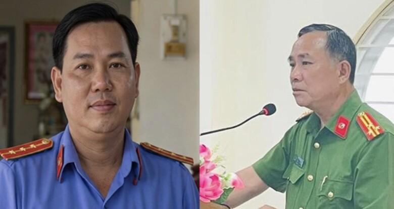 Ông Huỳnh Minh Trung và Nguyễn Hoàng Văn khi công tác tại huyện Trà Ôn. Ảnh: Tuấn Minh