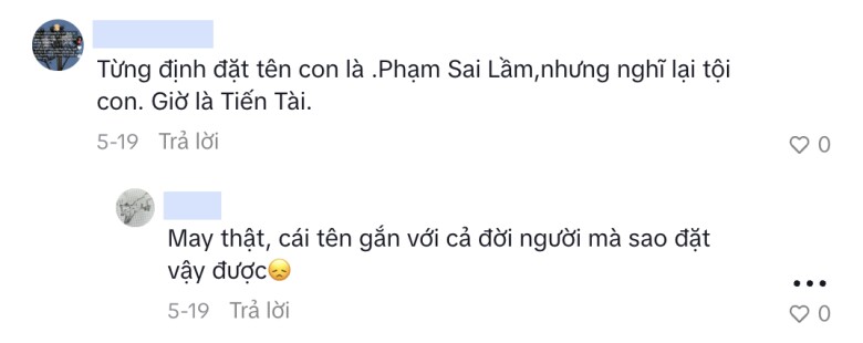 Cái tên mà bố từng định đặt cho con trai là Phạm Sai Lầm.