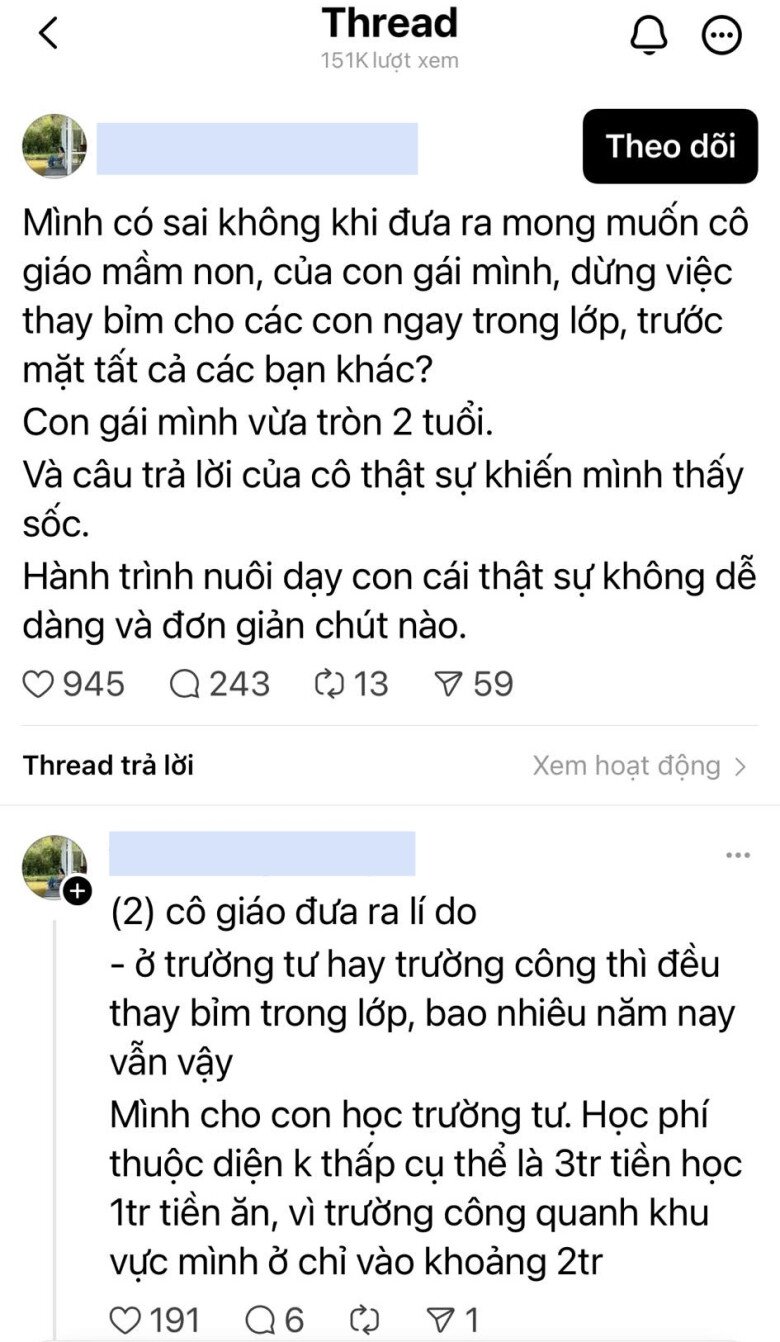 Bài chia sẻ của người mẹ viral trên mạng xã hội.