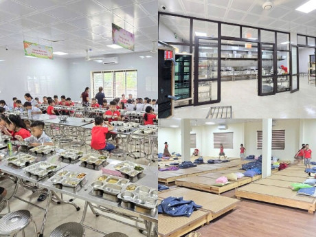 Cơm 30 nghìn cùng khu ngủ trưa của học sinh trường công ở Hưng Yên gây xôn xao MXH