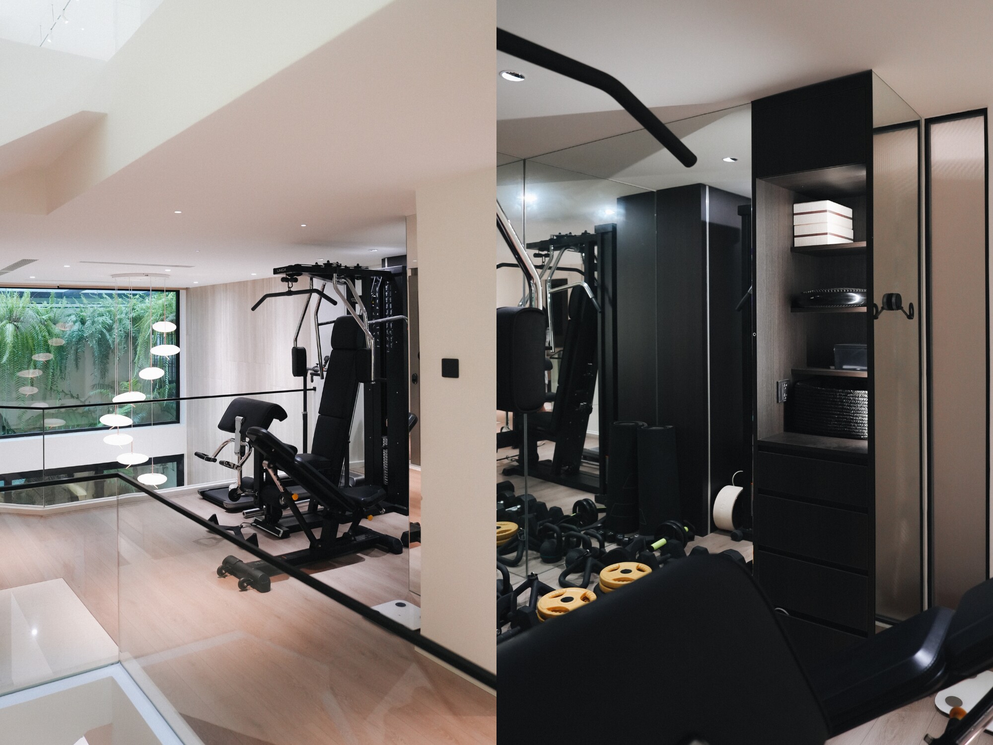 Tầng lửng có phòng làm việc và chỗ tập gym.