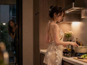 Nghỉ lễ tranh thủ ghé nhà chồng cũ thăm con, giật mình thấy cô bạn thân trong bếp