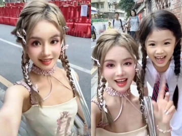 Yêu con - Mẹ hotgirl mặc váy 2 dây đưa con gái đi học khiến ai cũng nhìn vì trẻ đẹp như học sinh, biết tuổi thật mới giật mình