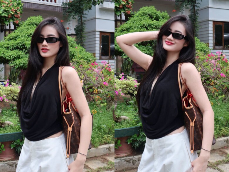 Khi mặc trang phục tối giản, Ý Nhi trông hiện đại, thanh lịch. 