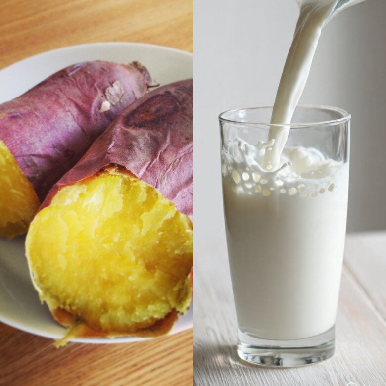 Khoai lang kết hợp sữa tươi không đường là công thức dưỡng ẩm được nhiều người áp dụng tại nhà.