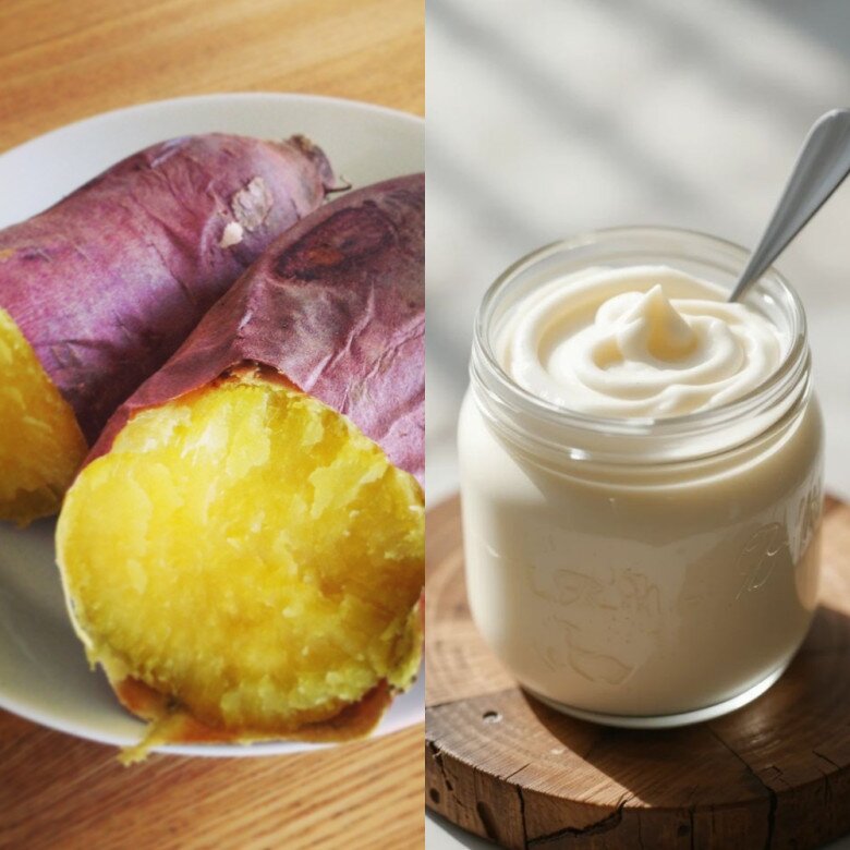 Mặt nạ khoai lang và sữa chua không đường được nhiều người lựa chọn để hỗ trợ làm sạch tế bào chết nhẹ nhàng.