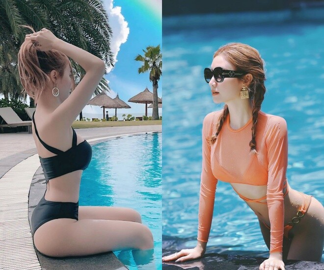 Hạnh Sino gây chú ý khi chia sẻ 3 bộ ảnh diện bikini lên trang cá nhân.