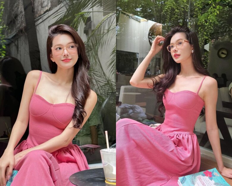 Yên Đan trông ngọt ngào khi diện váy 2 dây ôm sát.