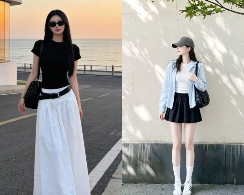 Một chiếc áo thun basic có thể giúp phụ nữ U40 dễ dàng mix amp; match với nhiều kiểu trang phục khác nhau, từ chân váy ngắn đến chân váy dài.