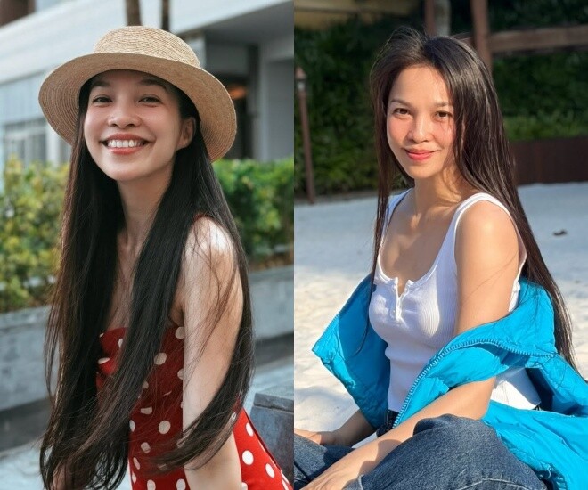 Ca sĩ Hiền Thục giữ gu mặc trẻ trung ở tuổi 45 với những bộ crop top, áo hai dây cùng quần jeans năng động.