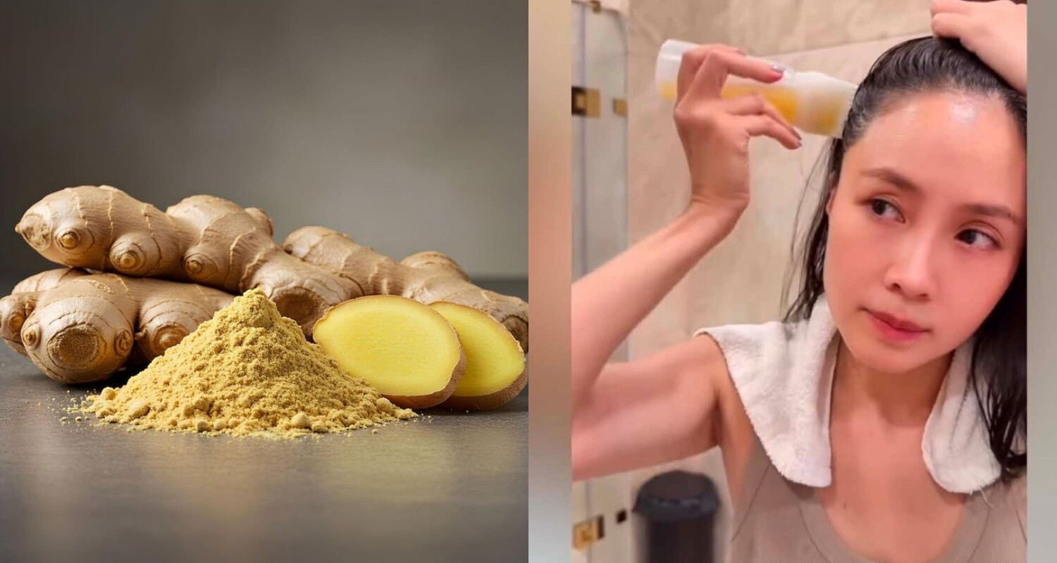 Hồng Diễm chăm sóc tóc tại nhà bằng gừng.