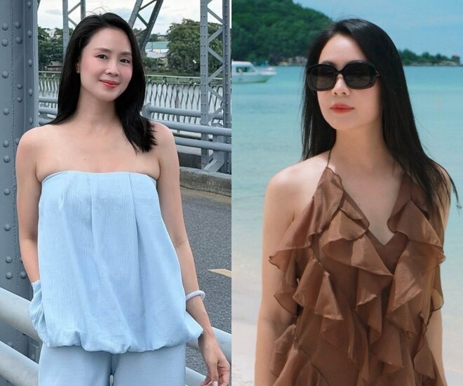 Diễn viên Hồng Diễm duy trì vẻ trẻ trung với mái tóc đen bóng mượt ở tuổi U40.
