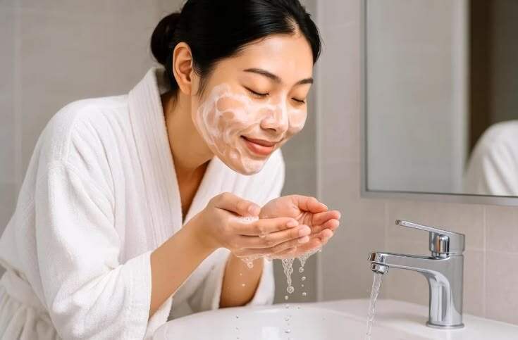 Giữ tần suất rửa mặt hợp lý để tránh tạo thêm áp lực cho làn da.