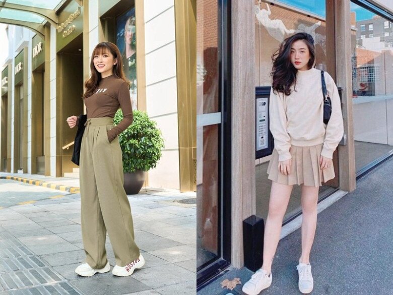 Quần ống suông chạm đất hoặc chân váy trên gối hoặc là hai lựa chọn giúp người có chiều cao khiêm tốn tạo hiệu ứng đôi chân dài hơn.