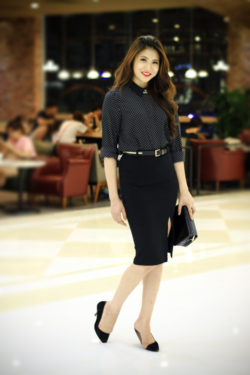 Chân váy bút chì công sở màu đen CV02-30 | Thời trang công sở K&K Fashion