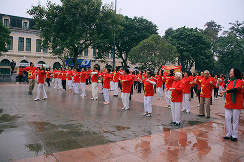 Hàng trăm người mặc áo cờ Tổ quốcquot;chàoquot; năm mới 2015 - 1