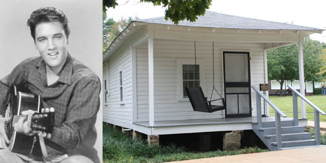 Elvis Presley

'The King' được sinh ra trong ngôi nhà hai phòng khiêm tốn ở Tupelo, Mississippi vào năm 1935. Căn nhà bây giờ trở thành một địa danh lịch sử và bảo tàng.
