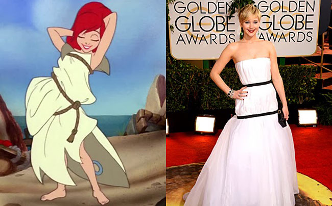 Một lần nữa Jennifer Lawrence bị đem ra bêu rếu vì thời trang như lấy tấm ga trải giường quấn vào người.
