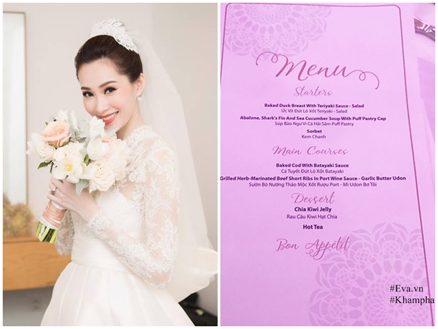 Thực đơn cỗ cưới Hoa hậu Thu Thảo sang trọng với nhiều món đắt tiền