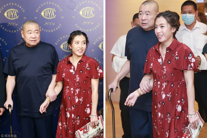 Tỷ phú U70 Lưu Loan Hùng chống gậy dắt vợ bầu đi sự kiện, chuẩn bị đón con thứ 5 - 3