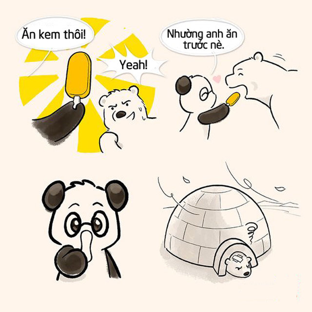 Cười bể bụng với cặp đôi gấu trúc - gấu Bắc Cực dễ thương khắc họa tình yêu cực hài - 6
