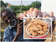 Bếp Eva - Ông già mang cả 100 đùi gà ra giữa vườn chiên xù hút 15 triệu view