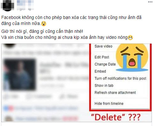 Dân mạng ngỡ ngàng khi biết Facebook sẽ không cho phép người dùng xóa bài viết - 2